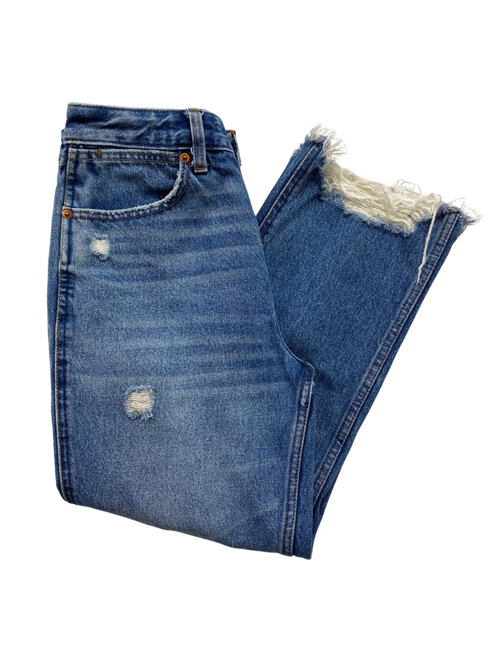 Abercrombie & Fitch Annie High Rise Ankle Straight Distressed Jeans Size 27/4S